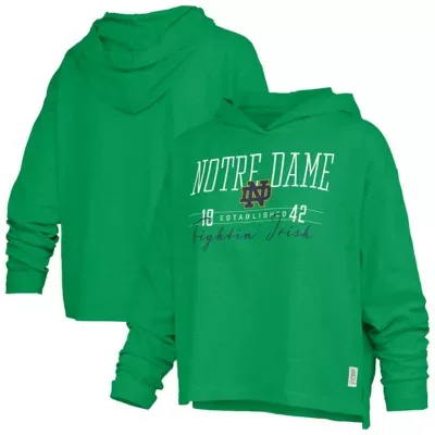 NCAA Notre Dame Fighting Irish Castillo Slub Waist Length Long Sleeve Hooded T-Shirt by Pressbox