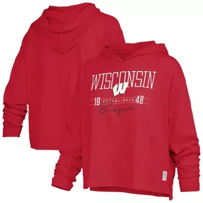 NCAA Wisconsin Badgers Castillo Slub Waist Length Long Sleeve Hooded T-Shirt by Pressbox