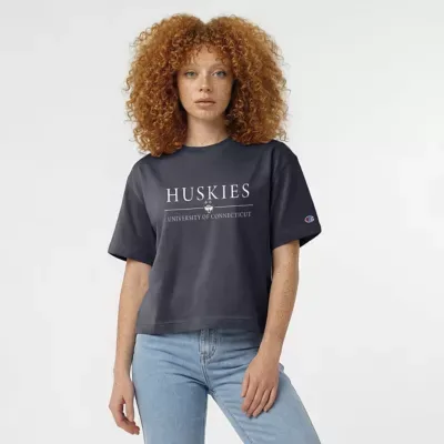 Connecticut Huskies NCAA UConn Huskies Waist Length Wordmark T-Shirt by Champion