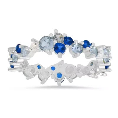 Sterling Silver Abstract Blue Ombre Eternity Band Ring by Kylie Harper