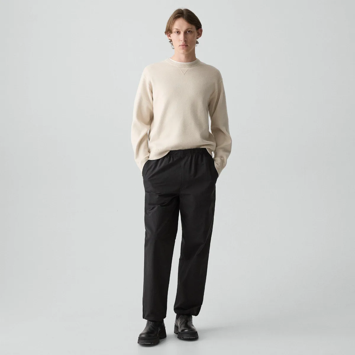 Drawstring Pull-On Pant in Organic Cotton-Blend by Theory