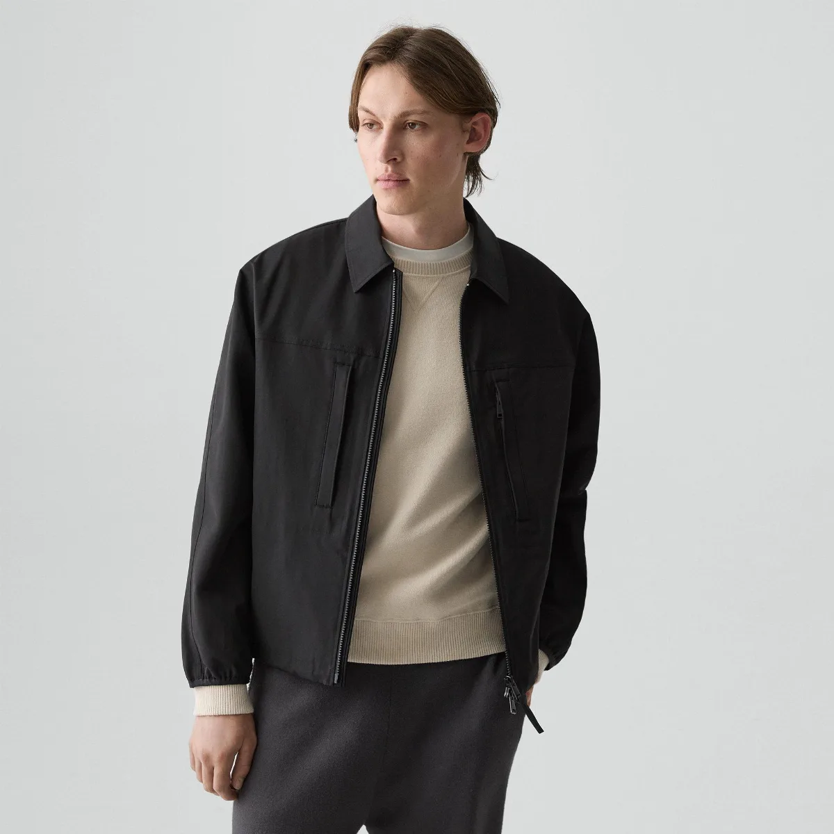 Zip Jacket in Organic Cotton-Blend by Theory
