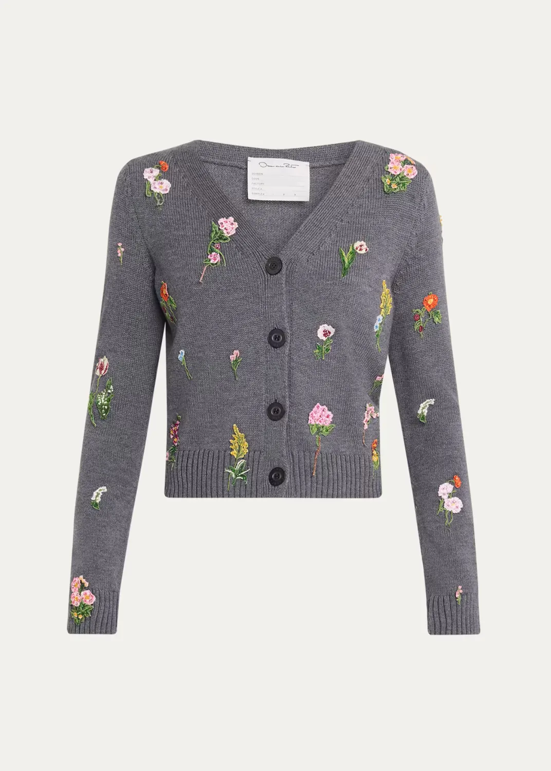 Embroidered Wool Mini V-Neck Cardigan