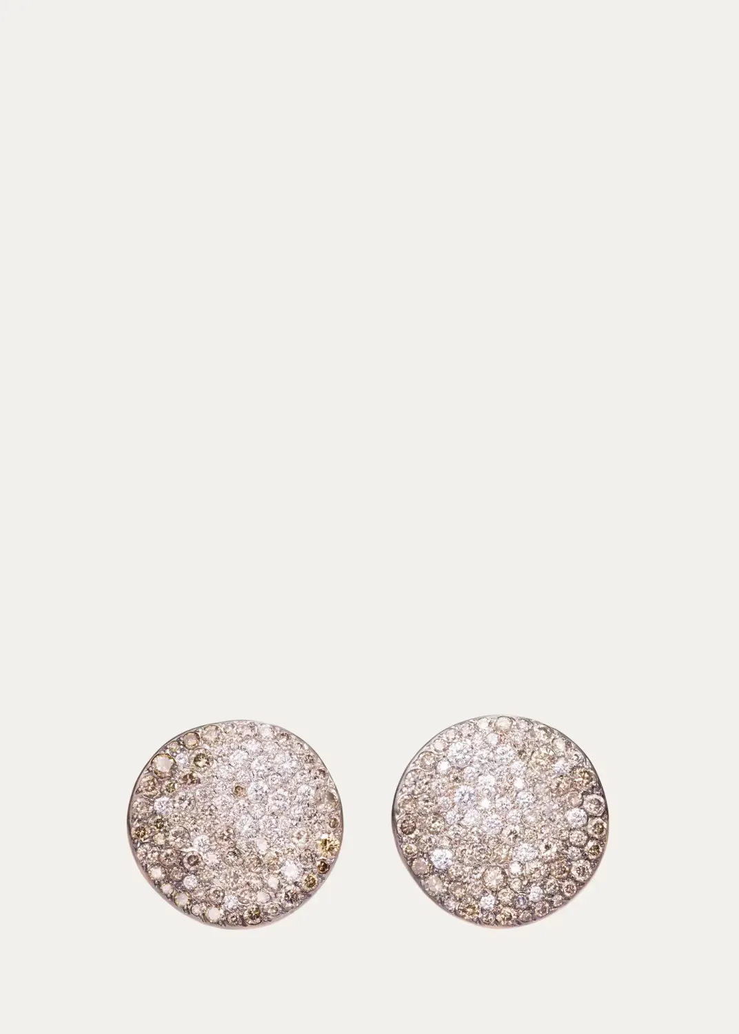 Sabbia 18K Rose Gold Brown and White Diamond Disc Earrings by Pomellato