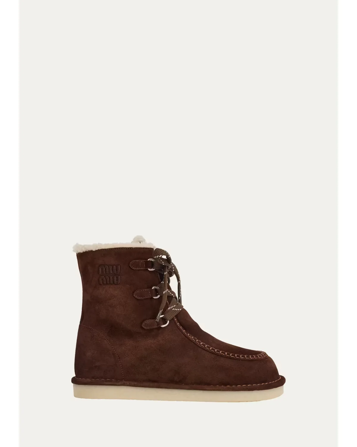 Suede Shearling-Lined Ankle Boots by Miu Miu
