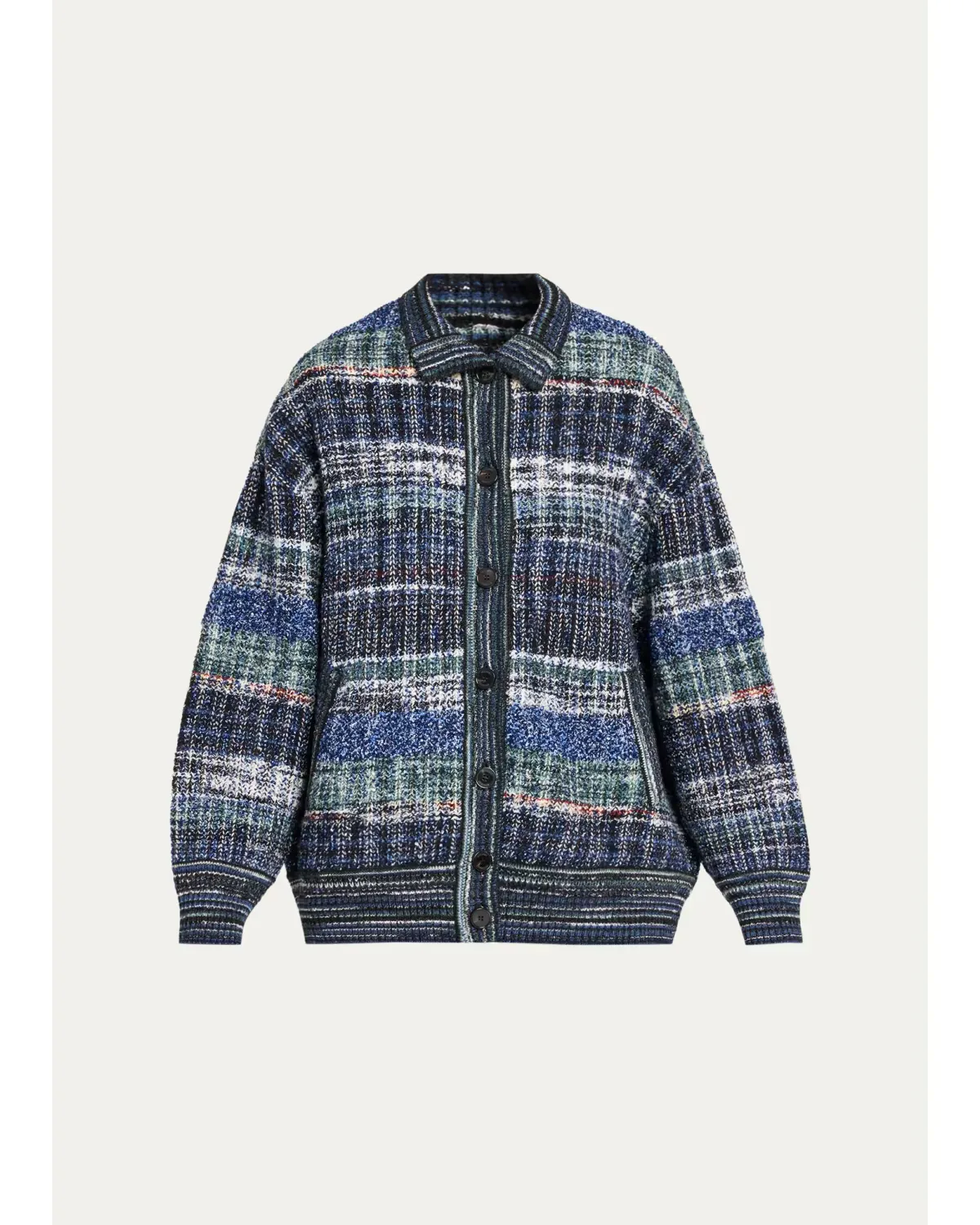 Striped Wool Oversized Turtleneck Cardigan by Missoni