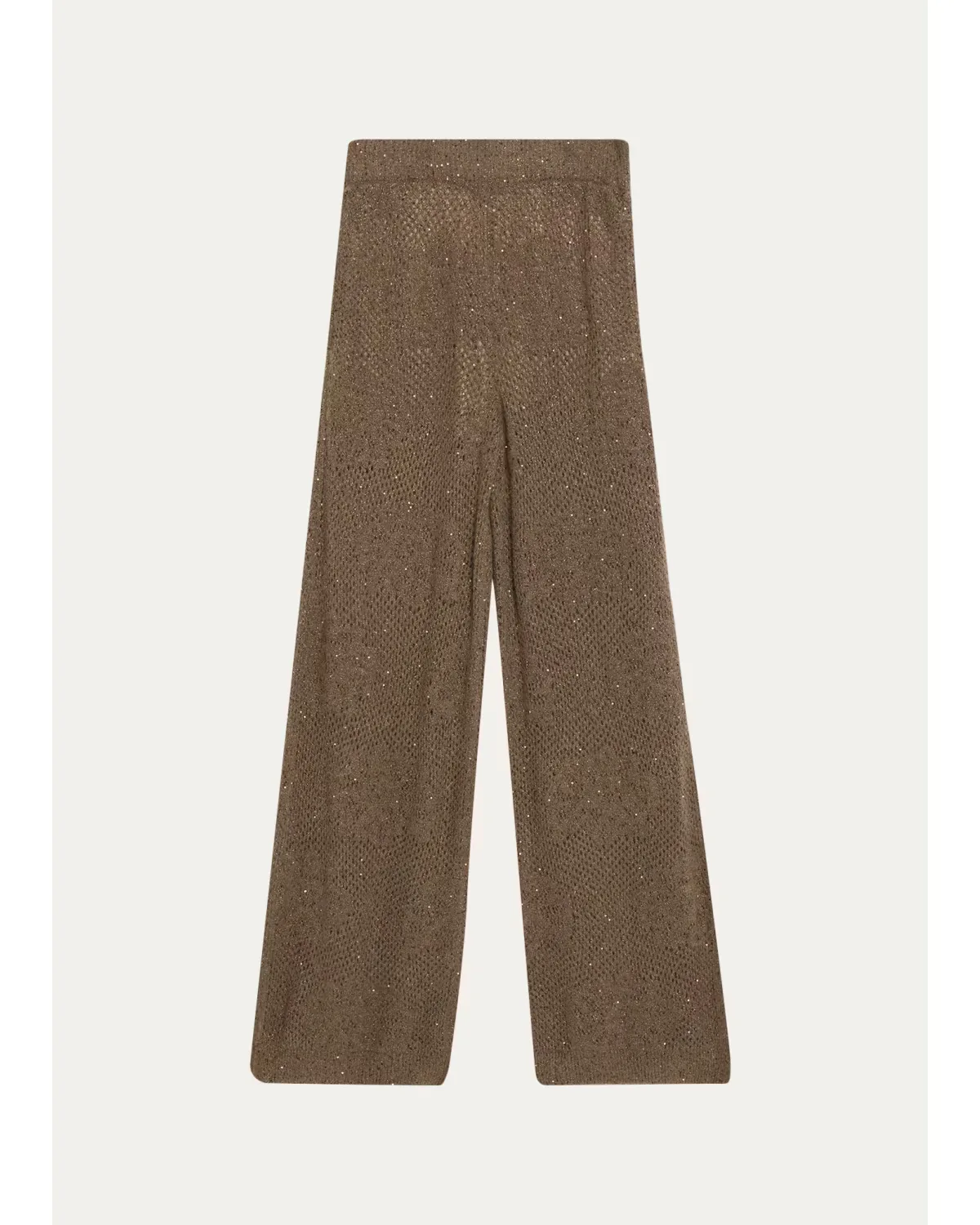 Floral Paillette Mohair Open-Knit Wide-Leg Pants by Brunello Cucinelli