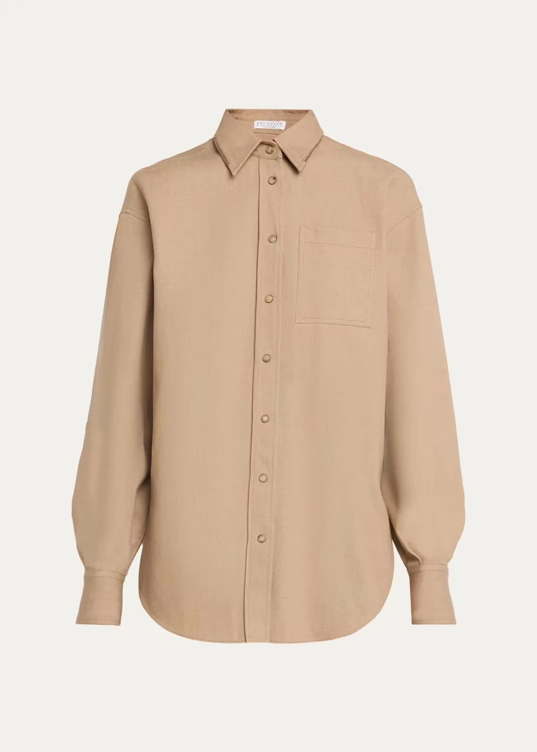 Sparkle Monili Twill Button-Down Shirt