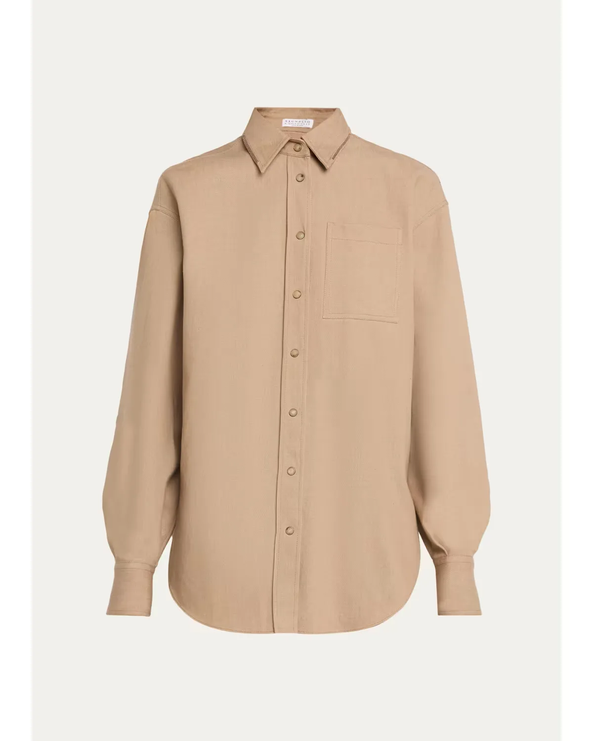 Sparkle Monili Twill Button-Down Shirt by Brunello Cucinelli