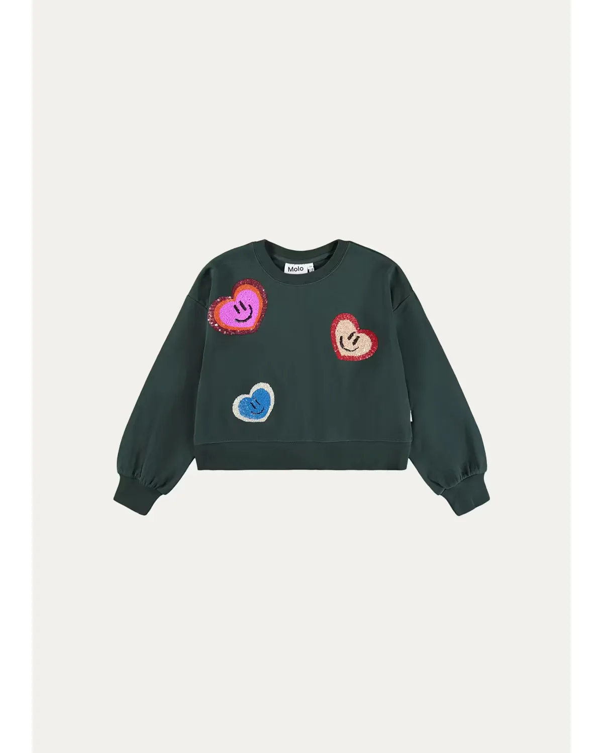 Miki Sequined Heart Cotton Sweatshirt by Molo