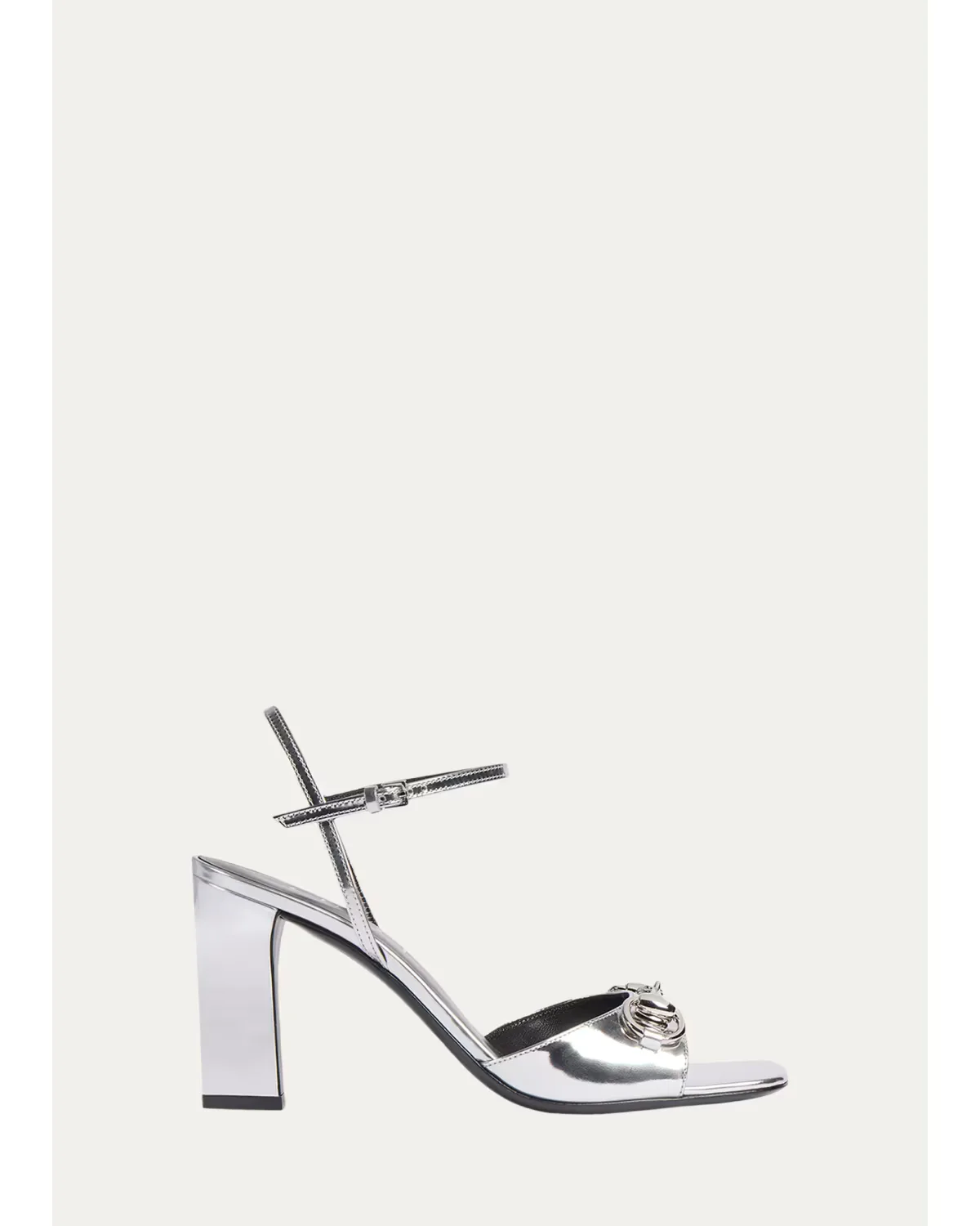85mm Signora Metallic Leather Ankle-Strap Sandals by Gucci