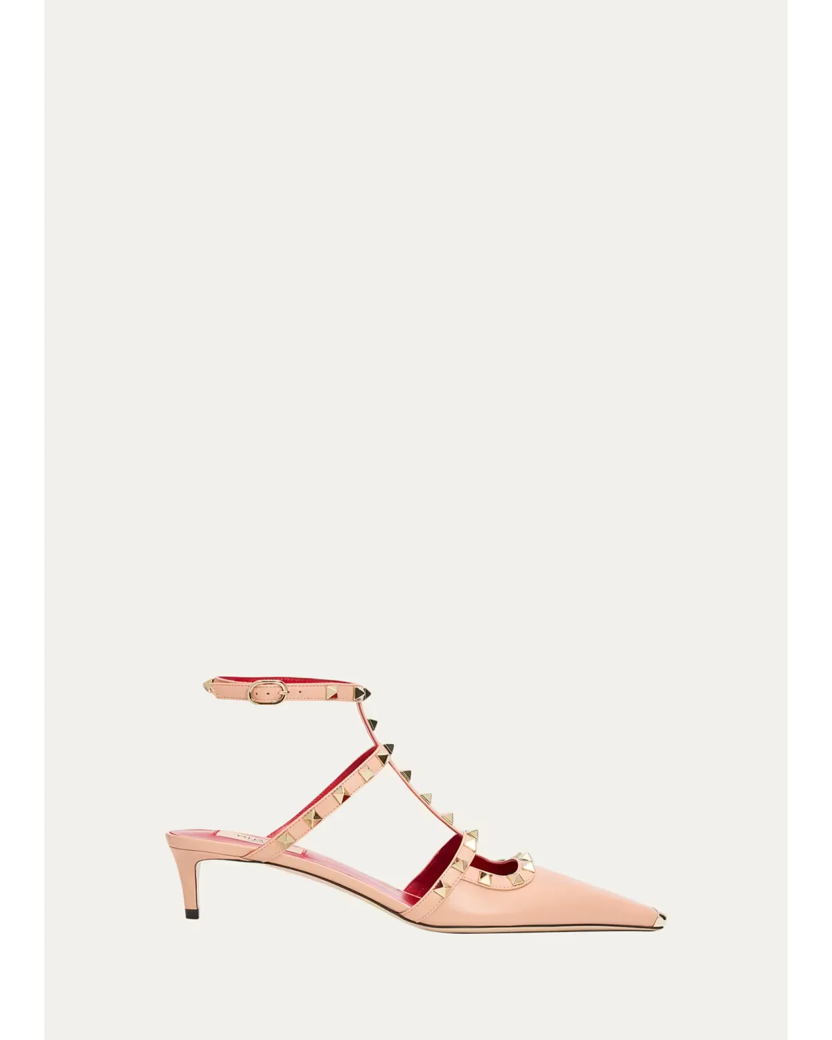 40mm Rockstud Leather Ankle-Strap Pumps