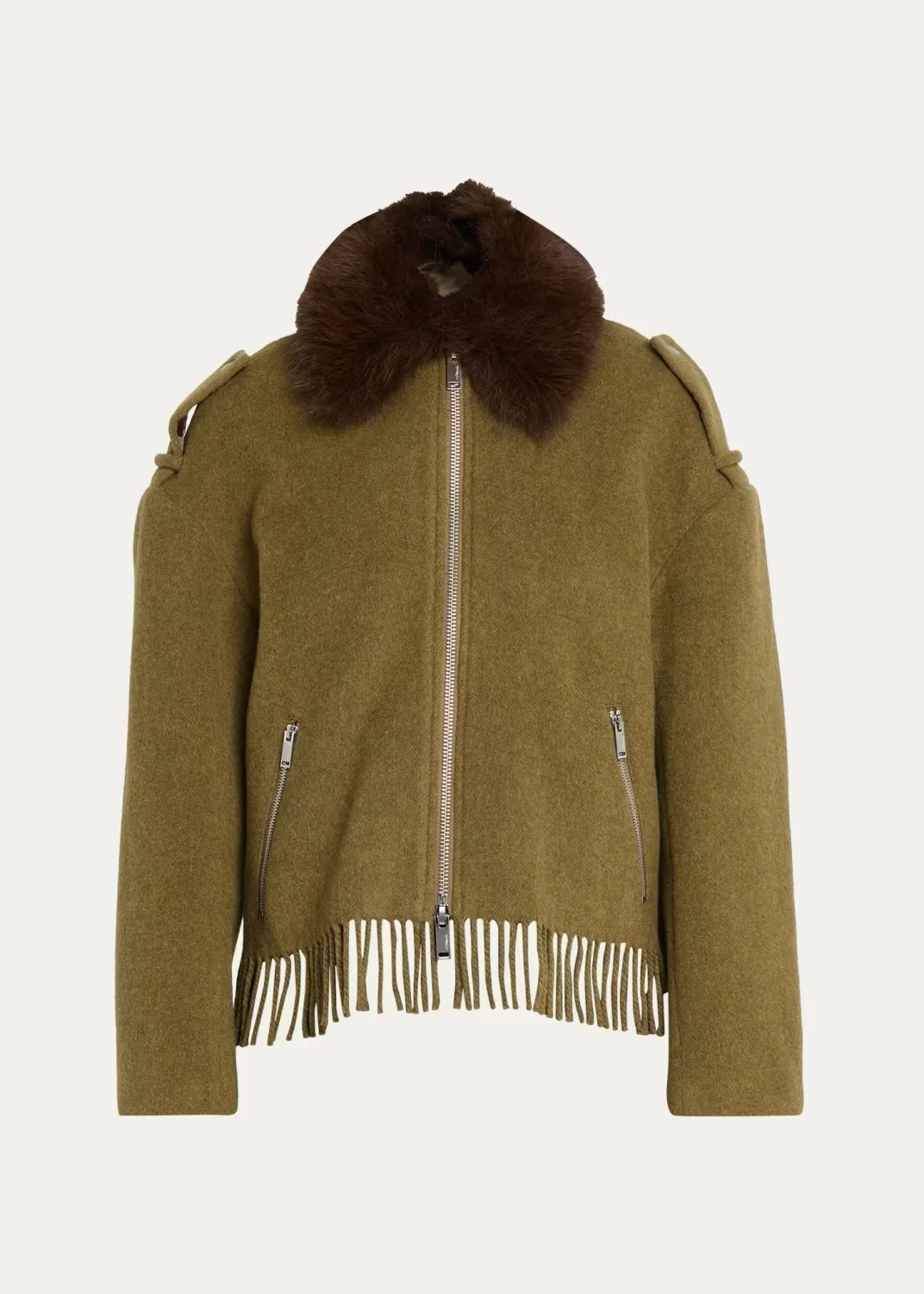 Wool-Blend Scarf-Hem Jacket