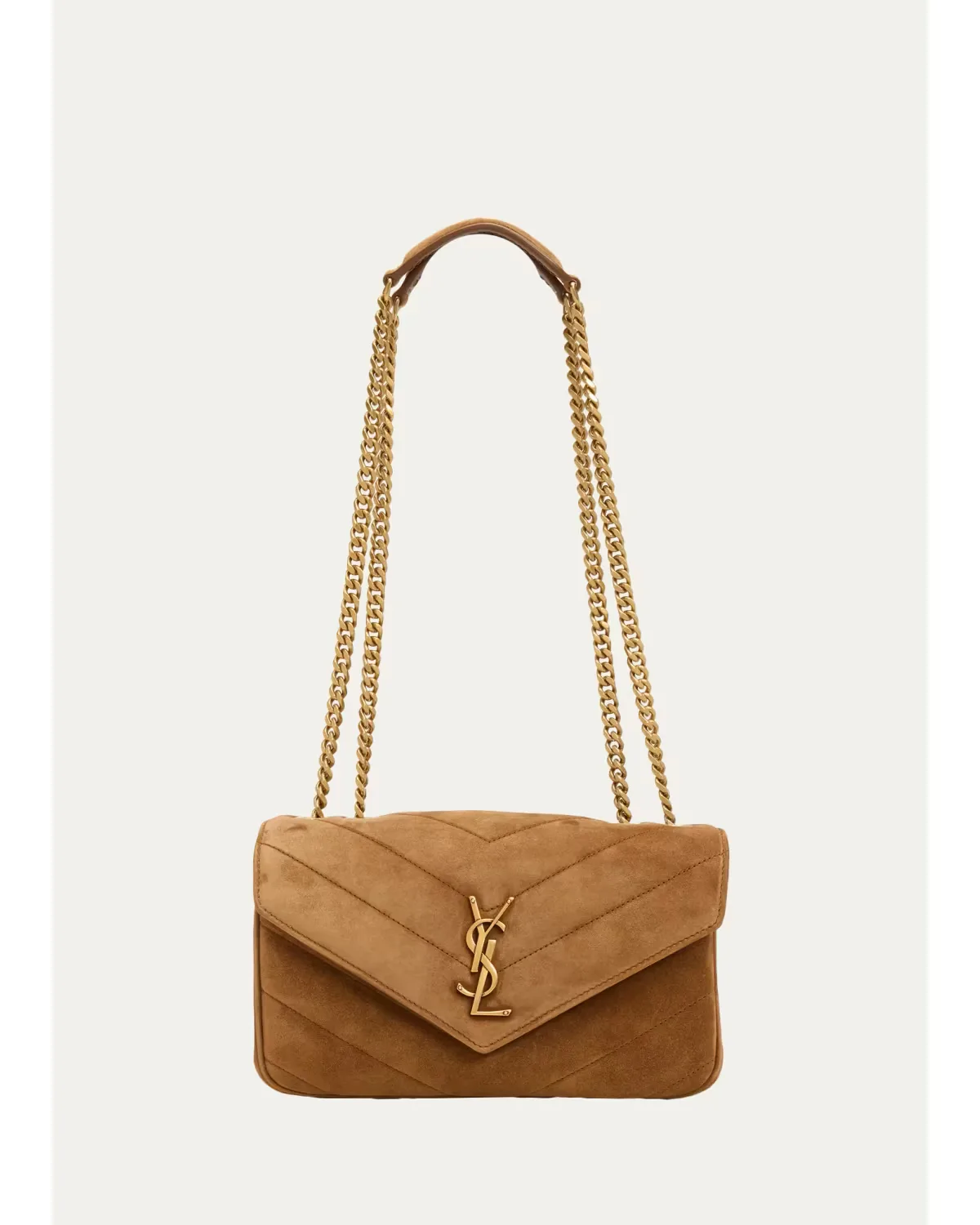 Loulou Small Quilted Suede Shoulder Bag by Saint Laurent
