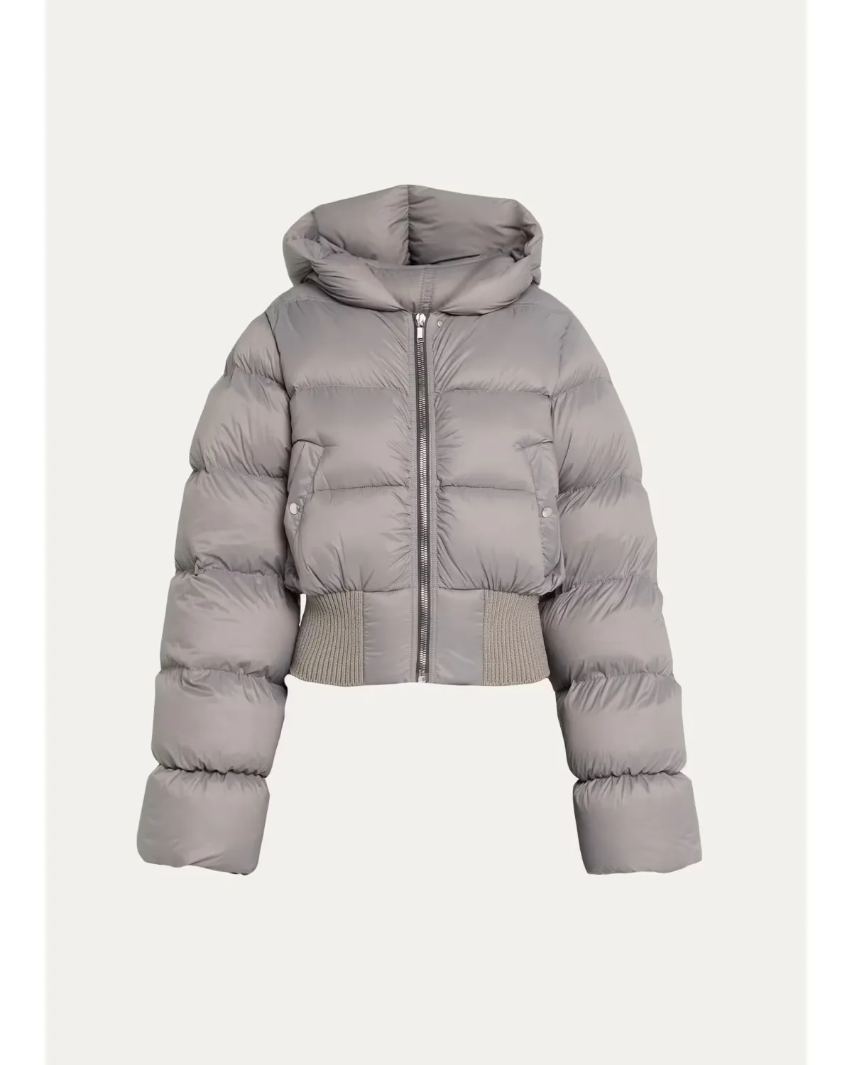 Down Hooded Crop Puffer Jacket - STEEL by Rick Owens