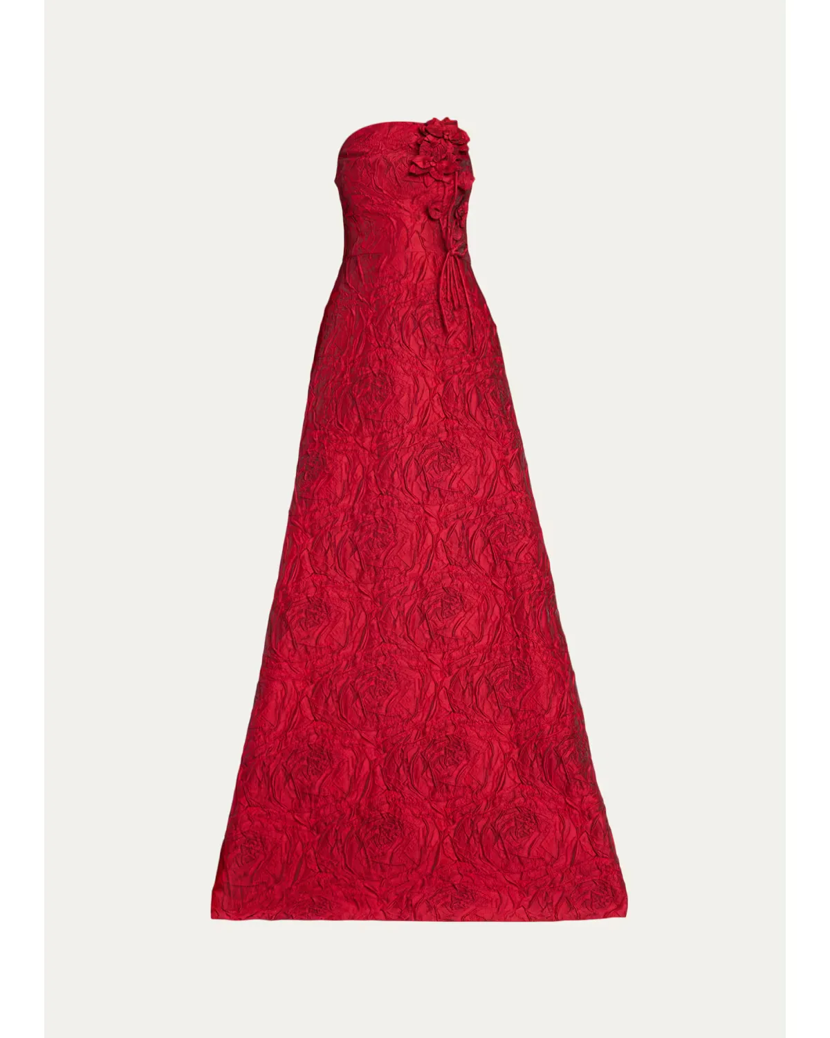 Strapless Floral Jacquard A-Line Gown by Teri Jon