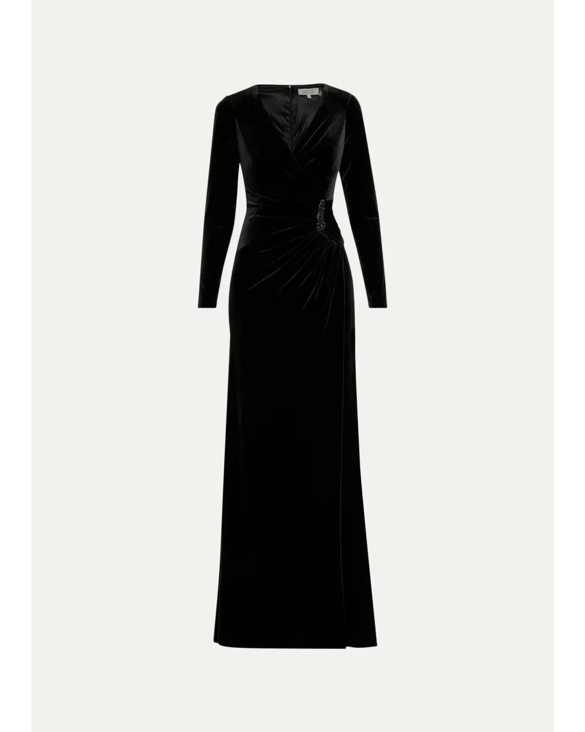 Velvet Beaded Accent A-Line Gown by Teri Jon