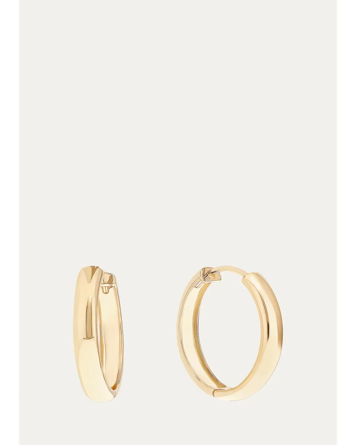 14K Hollow Huggie Earrings, 17mm