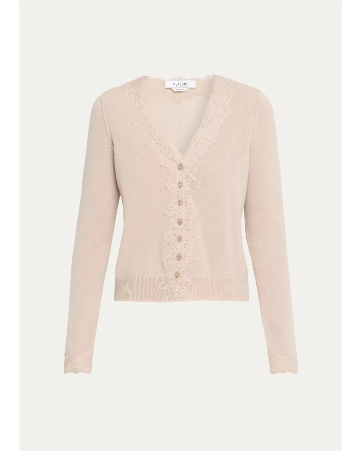 Ruby Lace-Trim Cashmere Cardigan by Re/Done