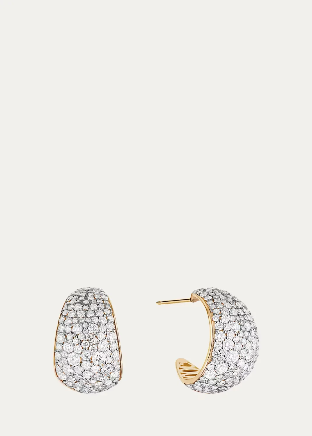 14K Wide Diamond Huggie Earrings