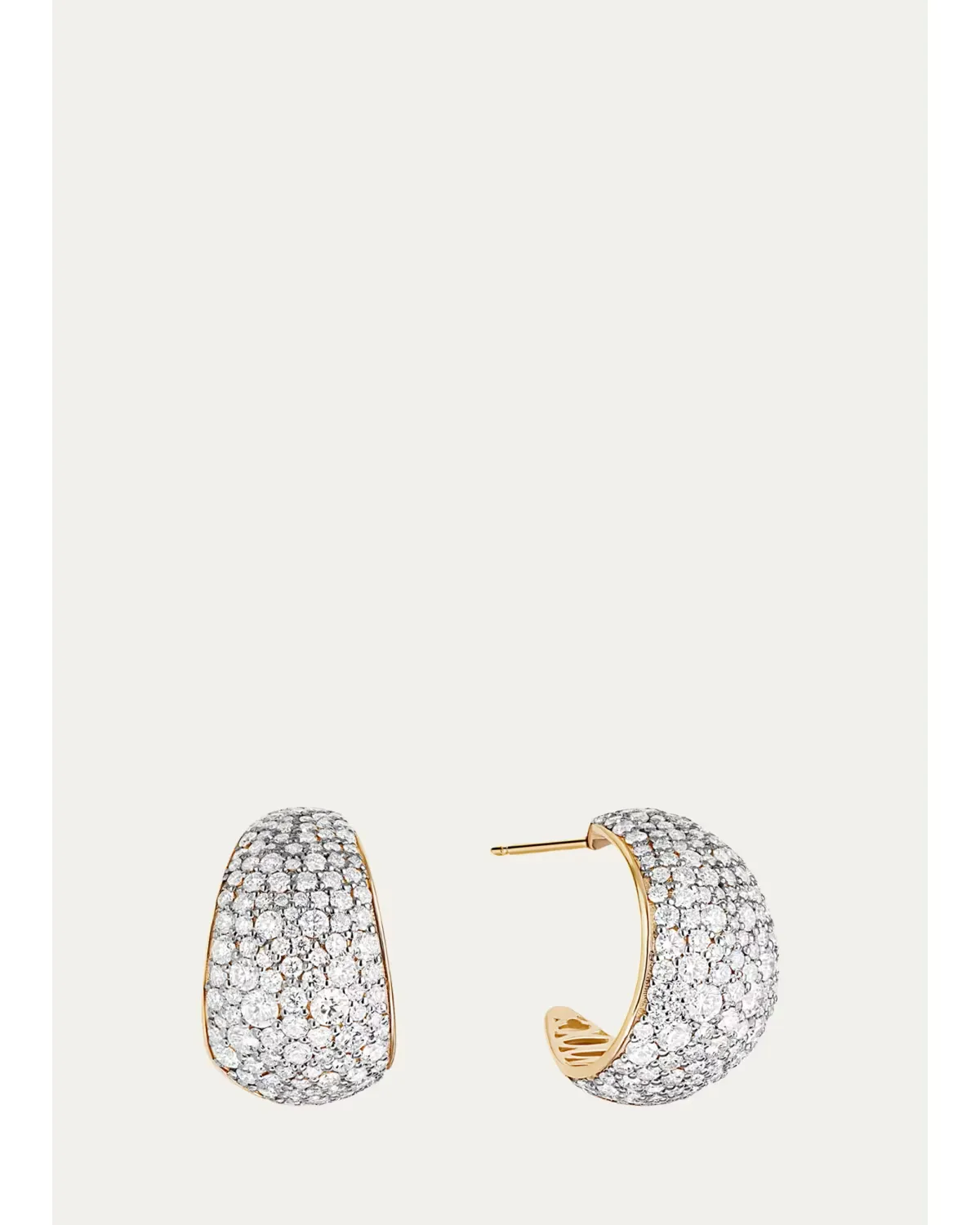 14K Wide Diamond Huggie Earrings