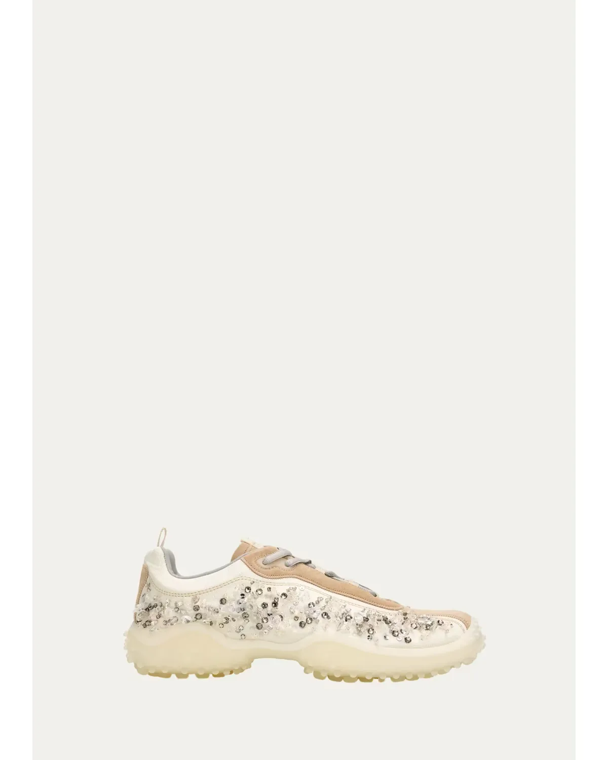 Embellished Suede and Canvas Low-Top Sneakers by Miu Miu