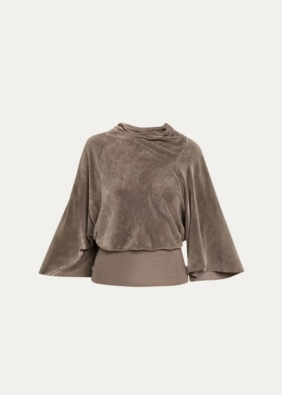 Cylinder Velvet Crepe Flare-Sleeve Top