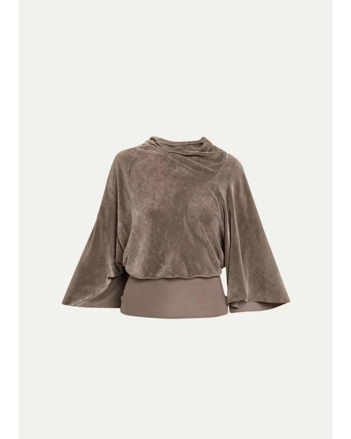 Cylinder Velvet Crepe Flare-Sleeve Top by Rick Owens
