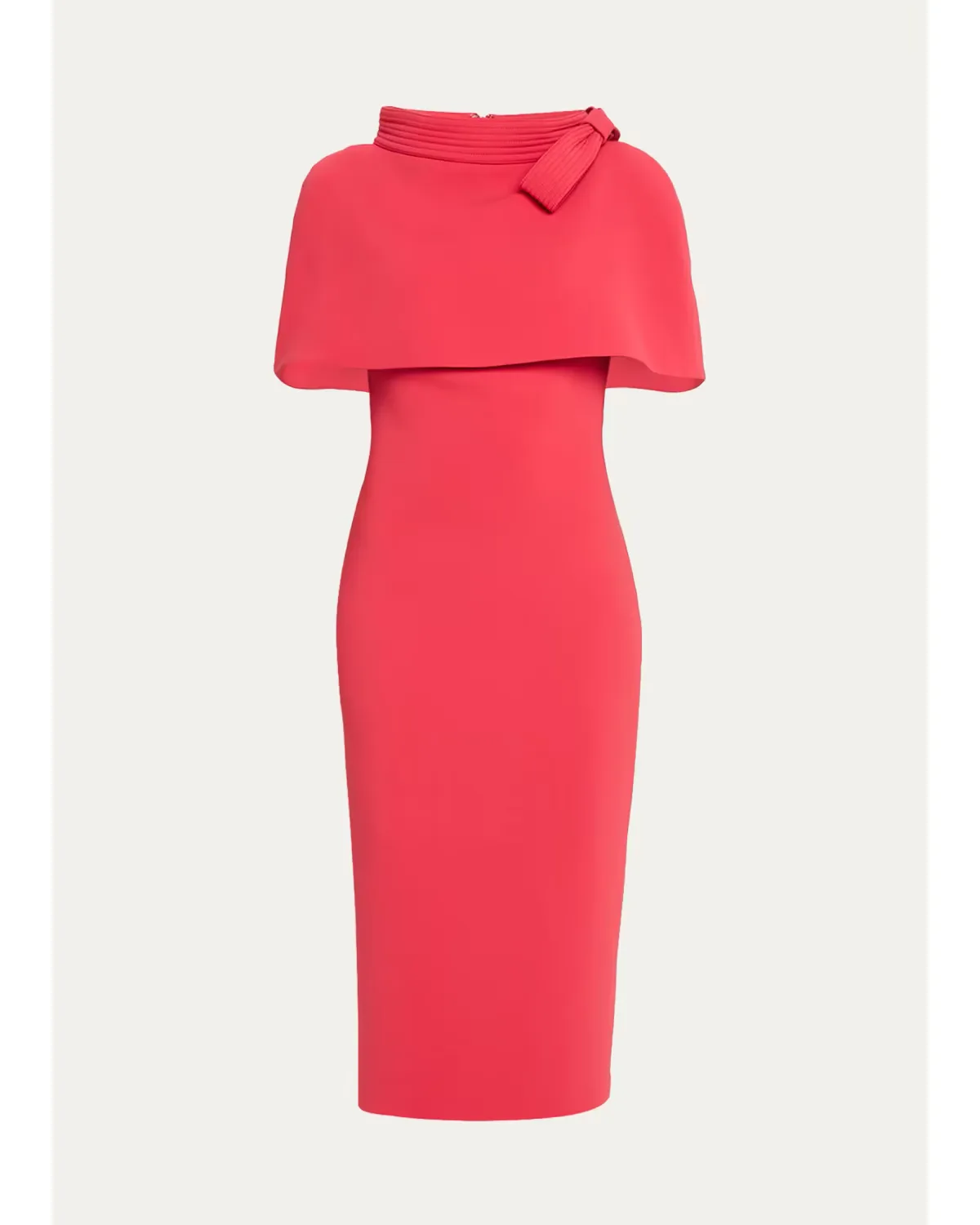 Bodycon Funnel-Neck Capelet Midi Dress by Badgley Mischka