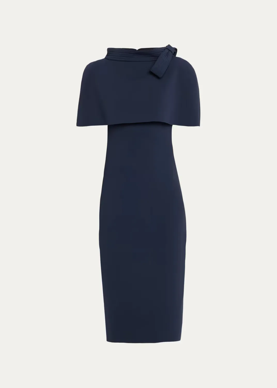 Bodycon Funnel-Neck Capelet Midi Dress