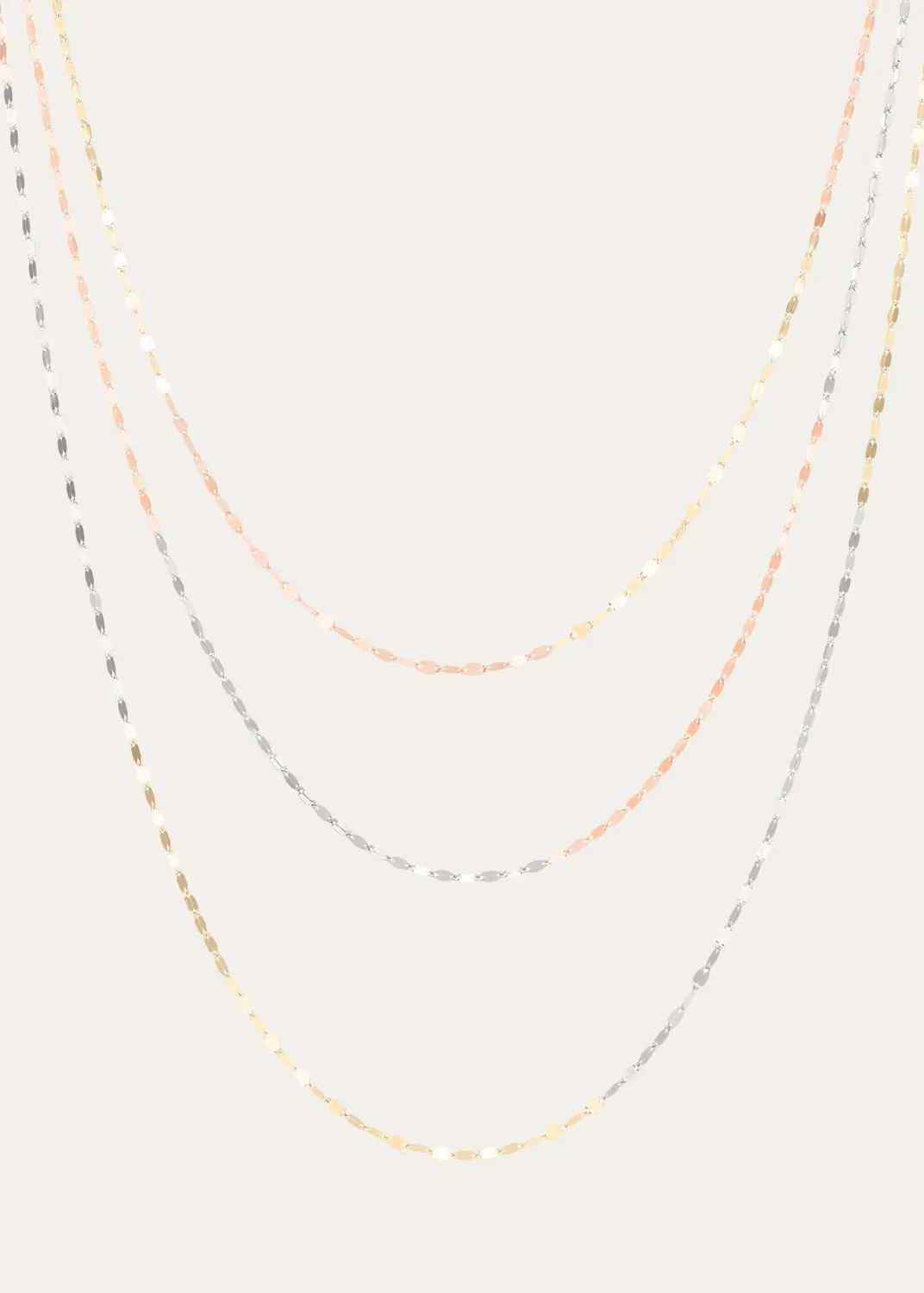 14K Tricolor Gold Triple-Strand Blake Chain Necklace by Lana
