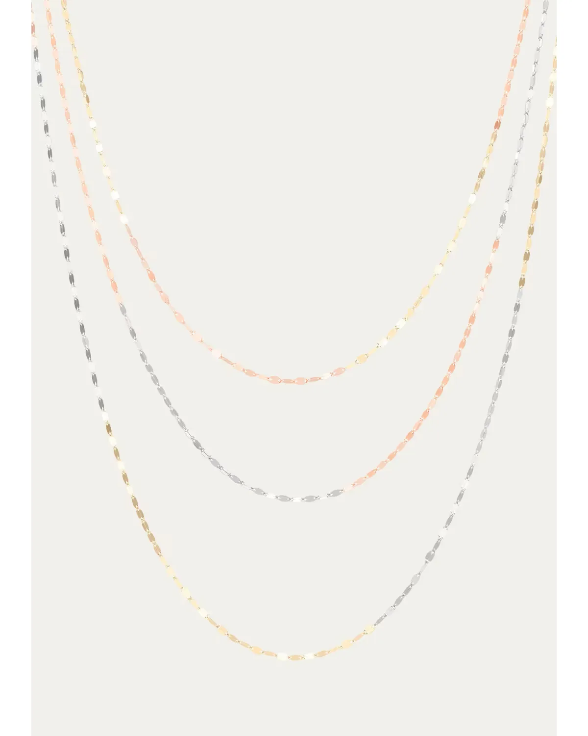 14K Tricolor Gold Triple-Strand Blake Chain Necklace