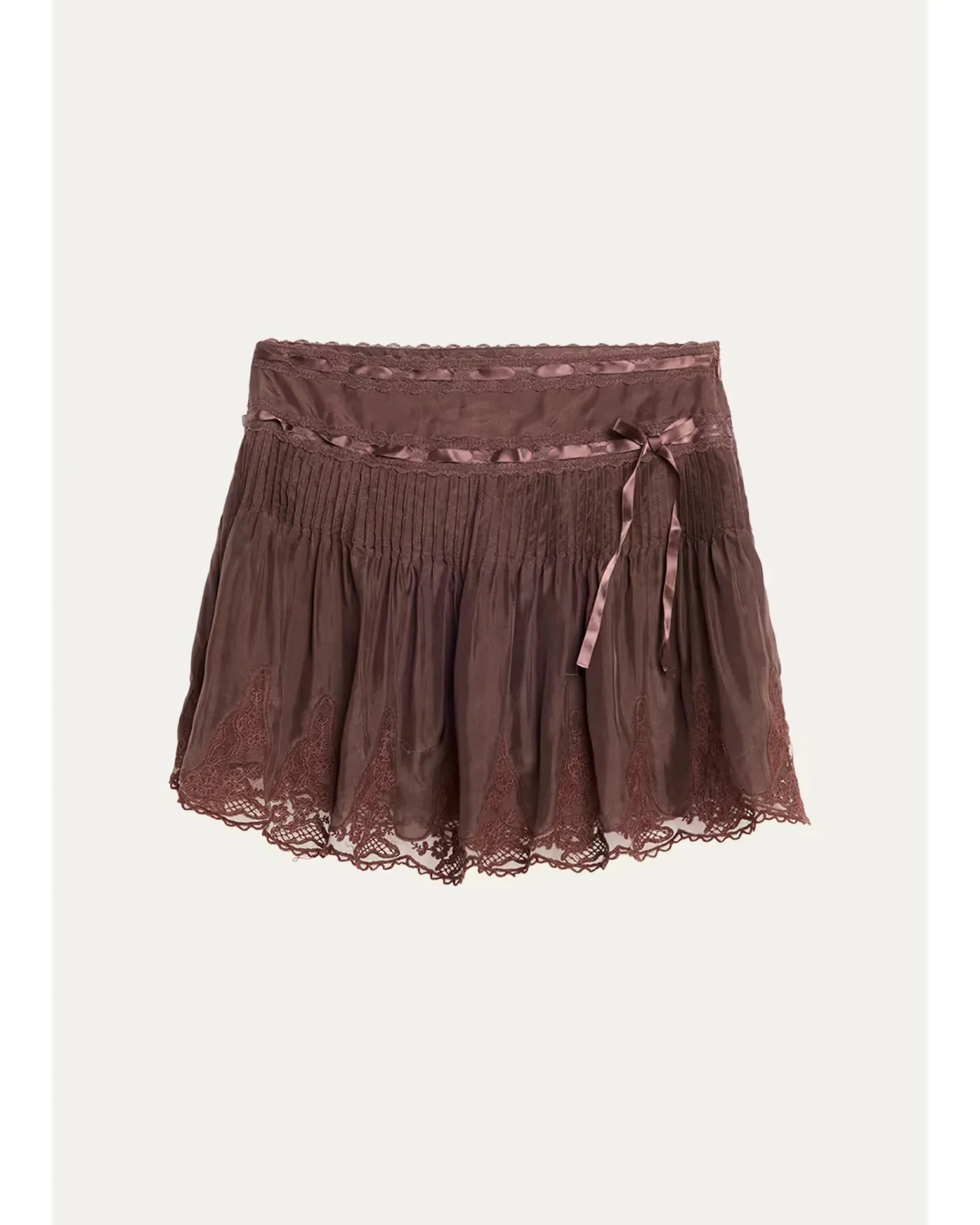 Marais Lace-Trim Mini Skirt by LoveShackFancy