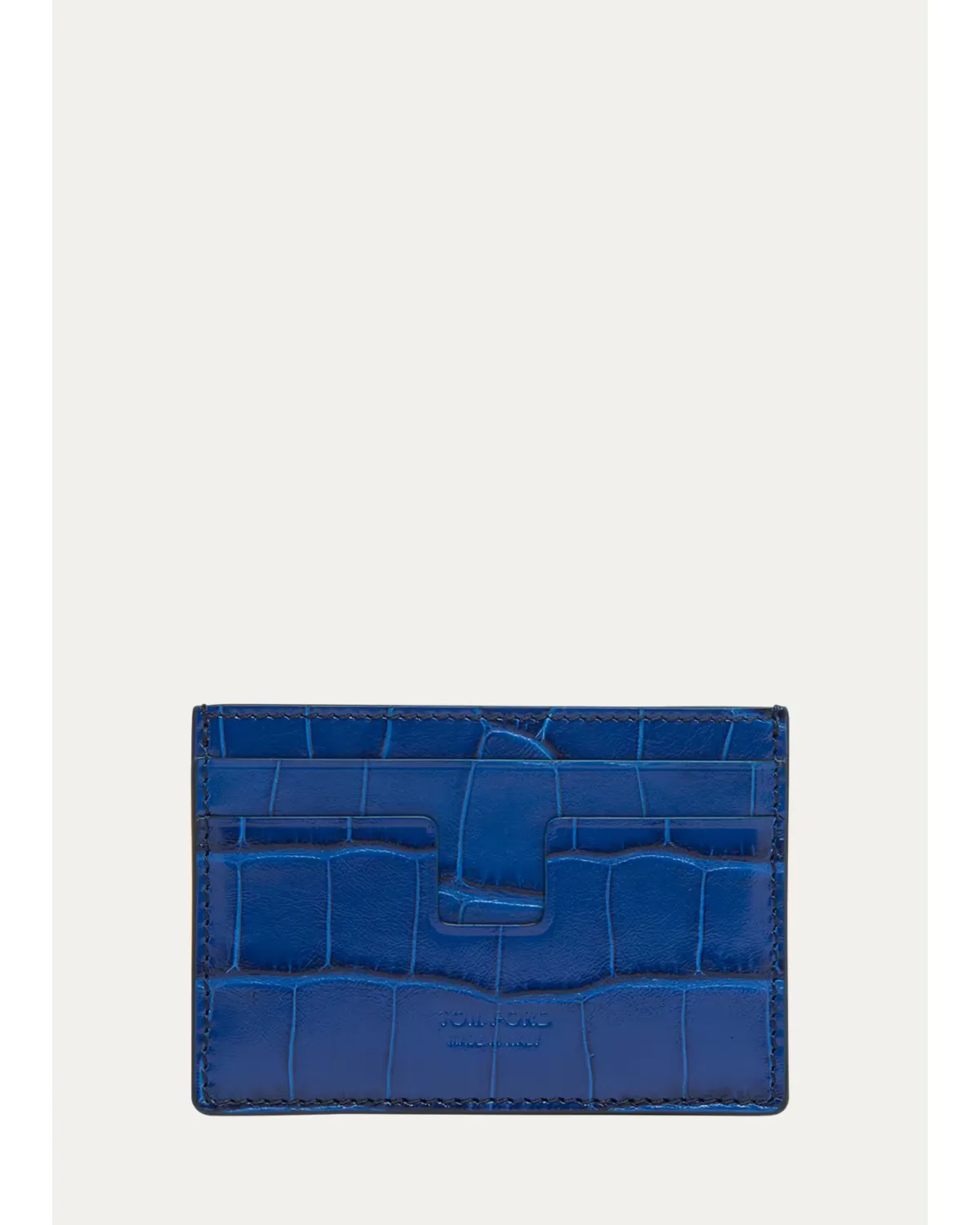 Croc-Effect Leather T-Line Card Holder by Tom Ford