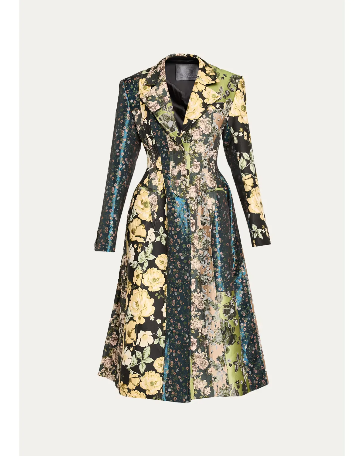 Patchwork Floral Jacquard A-Line Long Jacket by Jason Wu