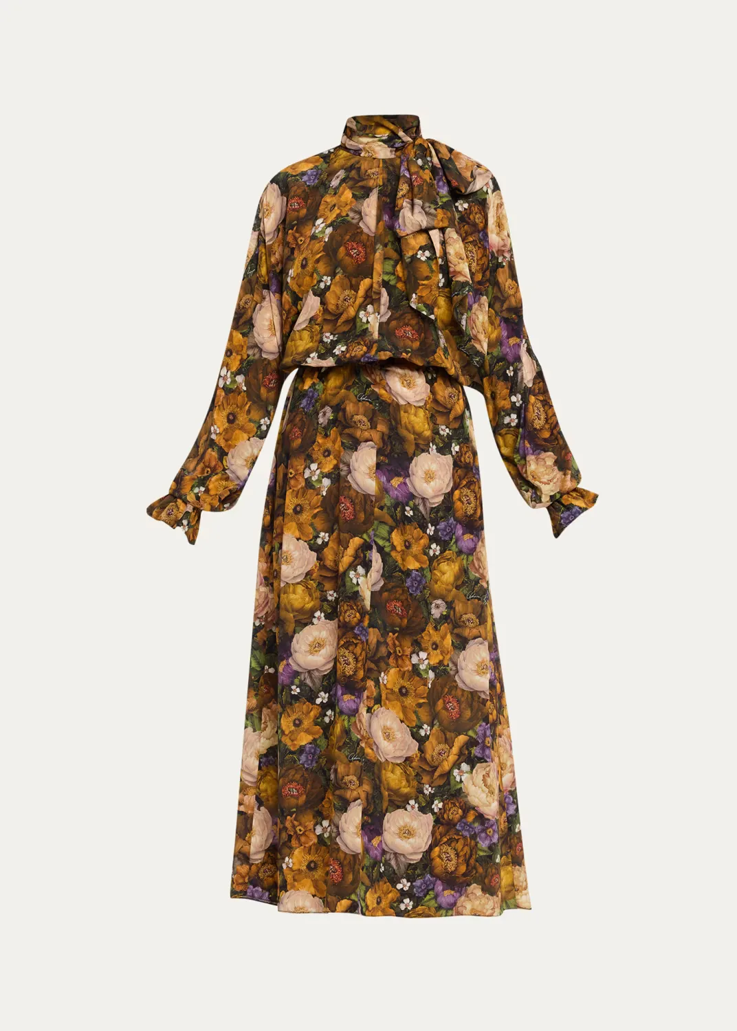 Seraphina Silk Long-Sleeve Floral Dress