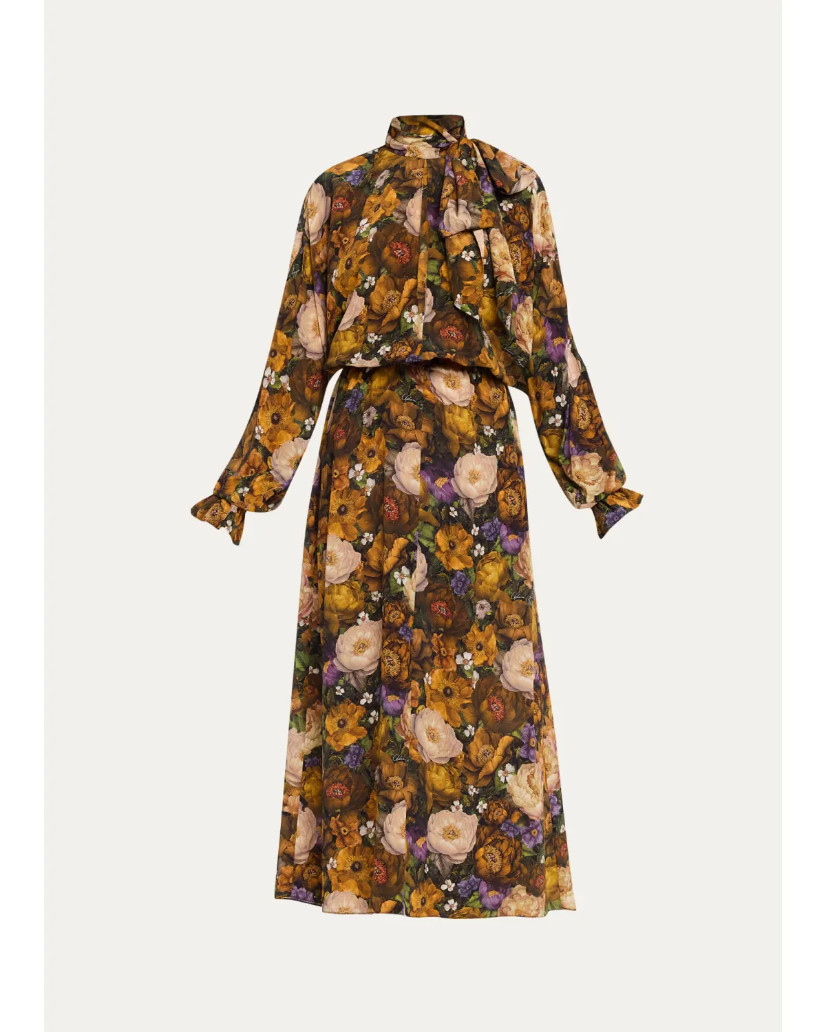 Seraphina Silk Long-Sleeve Floral Dress by Adam Lippes