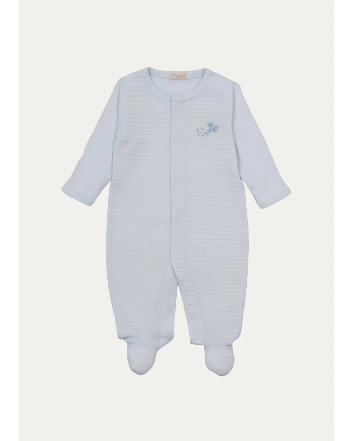 Puppy Embroidered Striped Pima Cotton Footie by Kissy Kissy