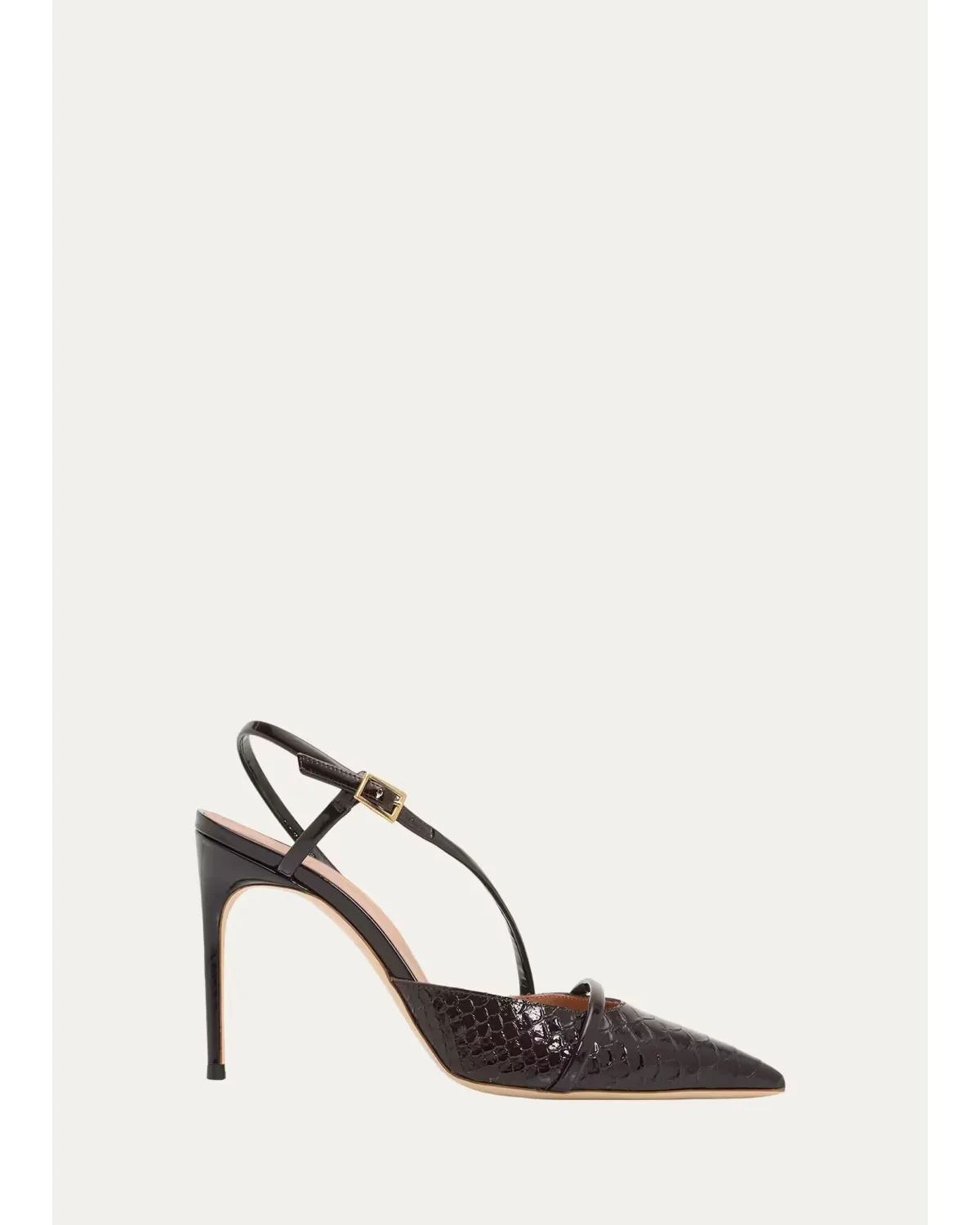 90mm Valeria Snake-Embossed Patent Leather Pumps by Malone Souliers