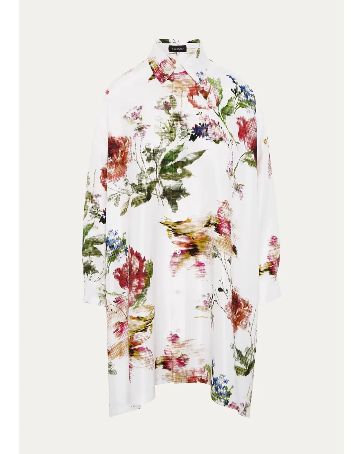 Wide A-Line Shirt with Collar - Long Plus Length by Eskandar