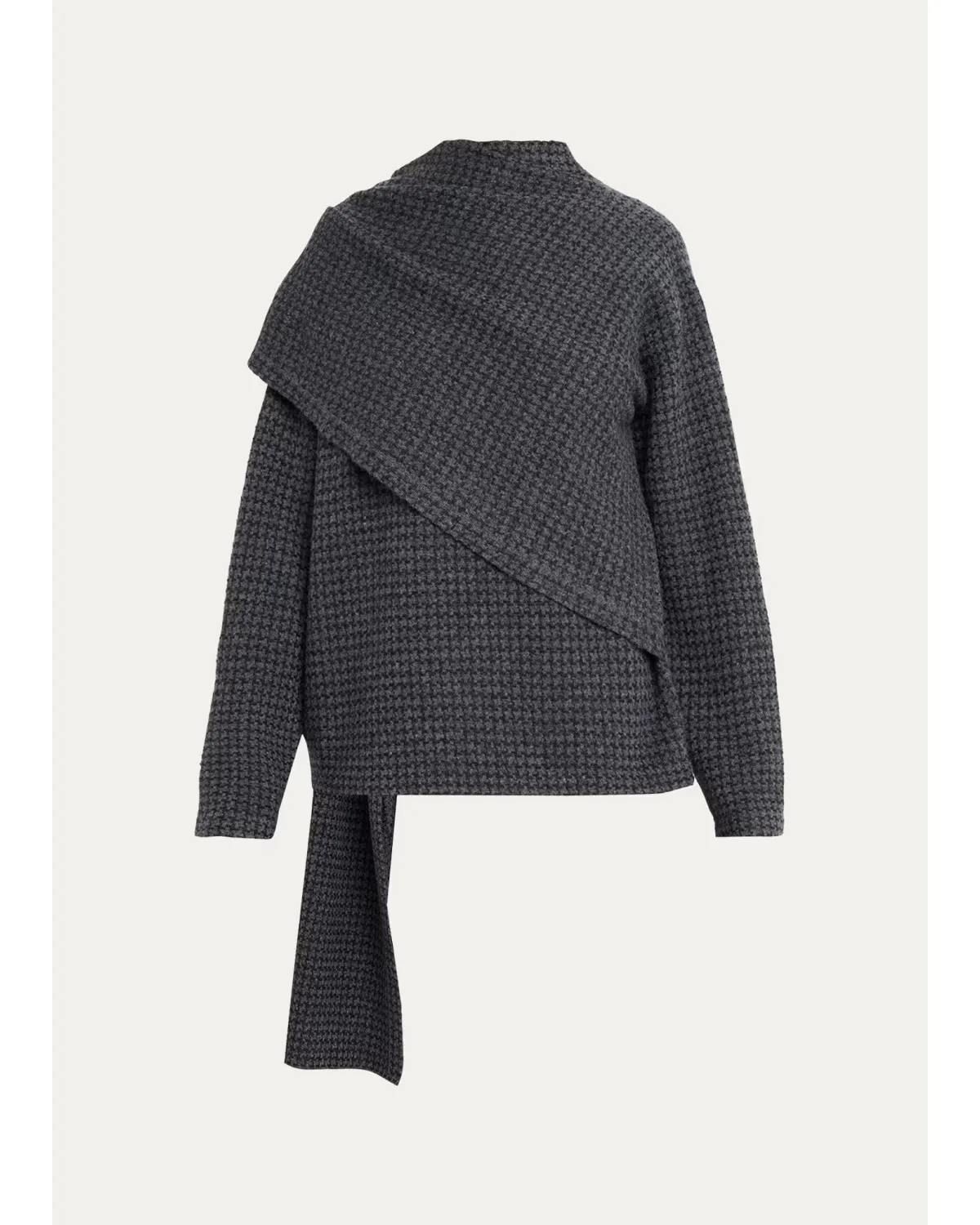 Draped-Scarf Houndstooth Sweater by Vince