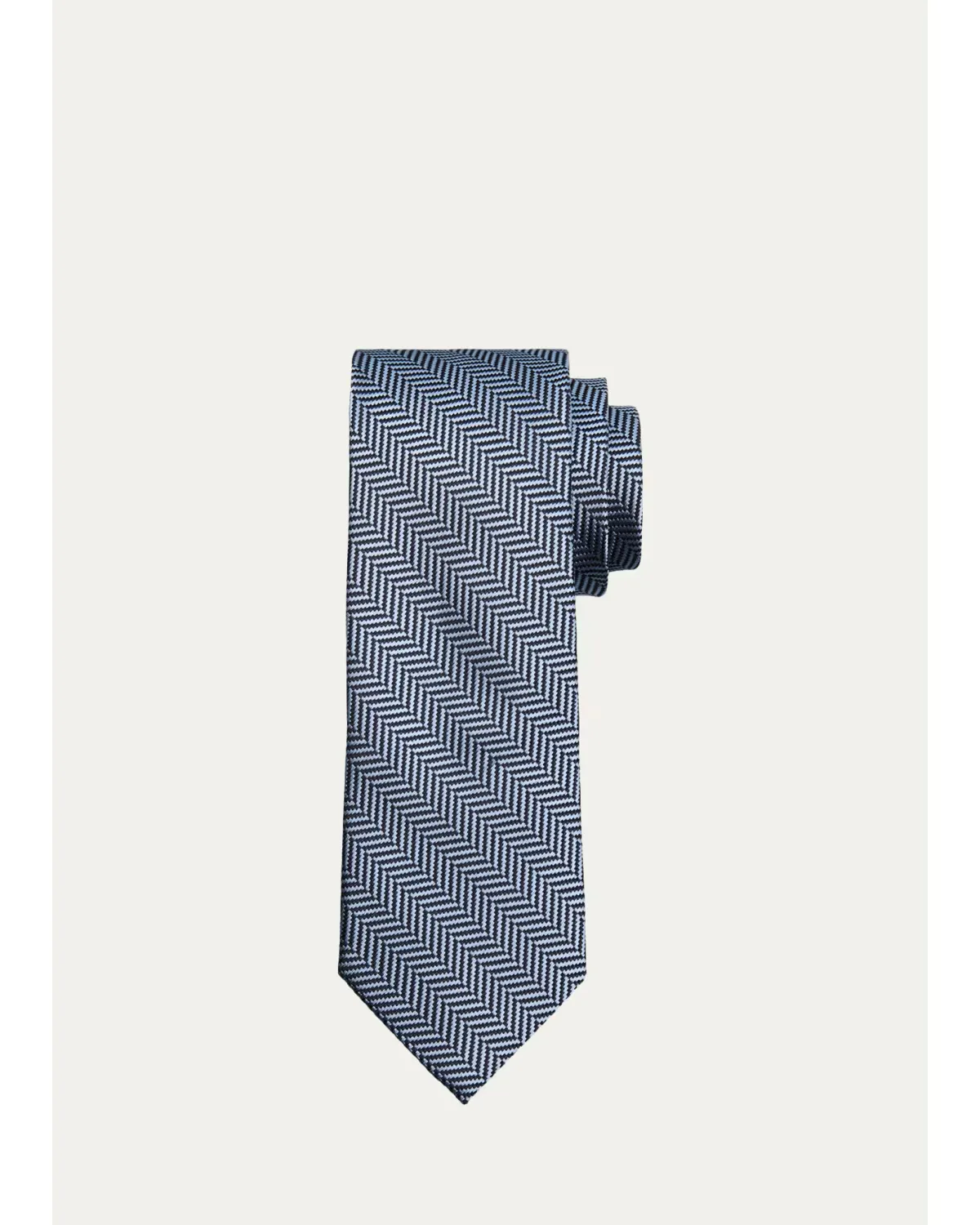 Two-Tone Herringbone Silk Tie by ZEGNA