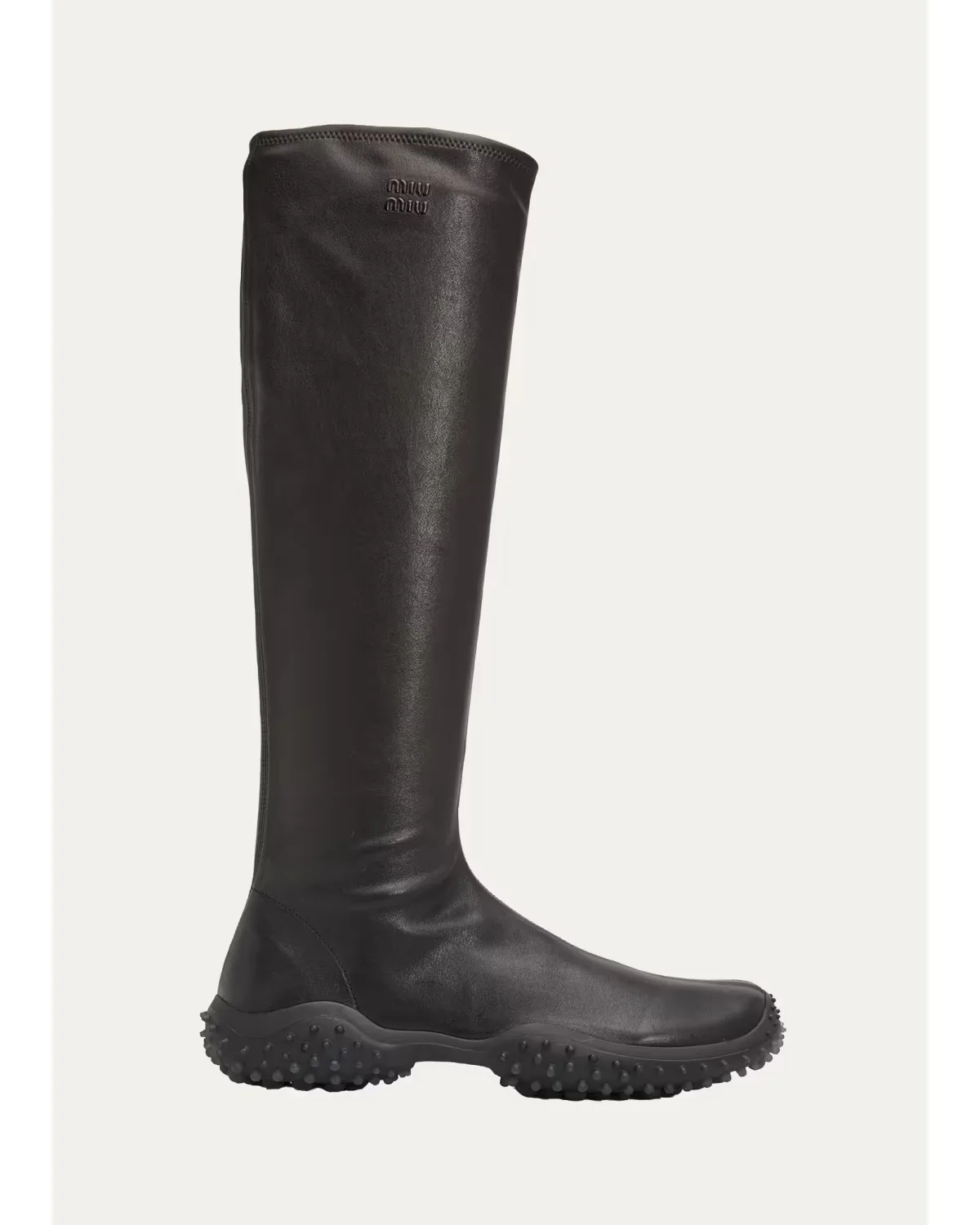 40mm Bubble Leather Knee-High Boots by Miu Miu