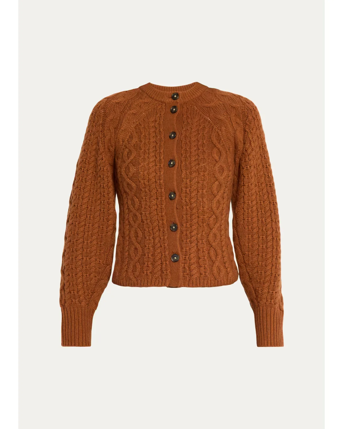 Sculpted Cashmere-Wool Cable-Knit Cardigan by Guest in Residence