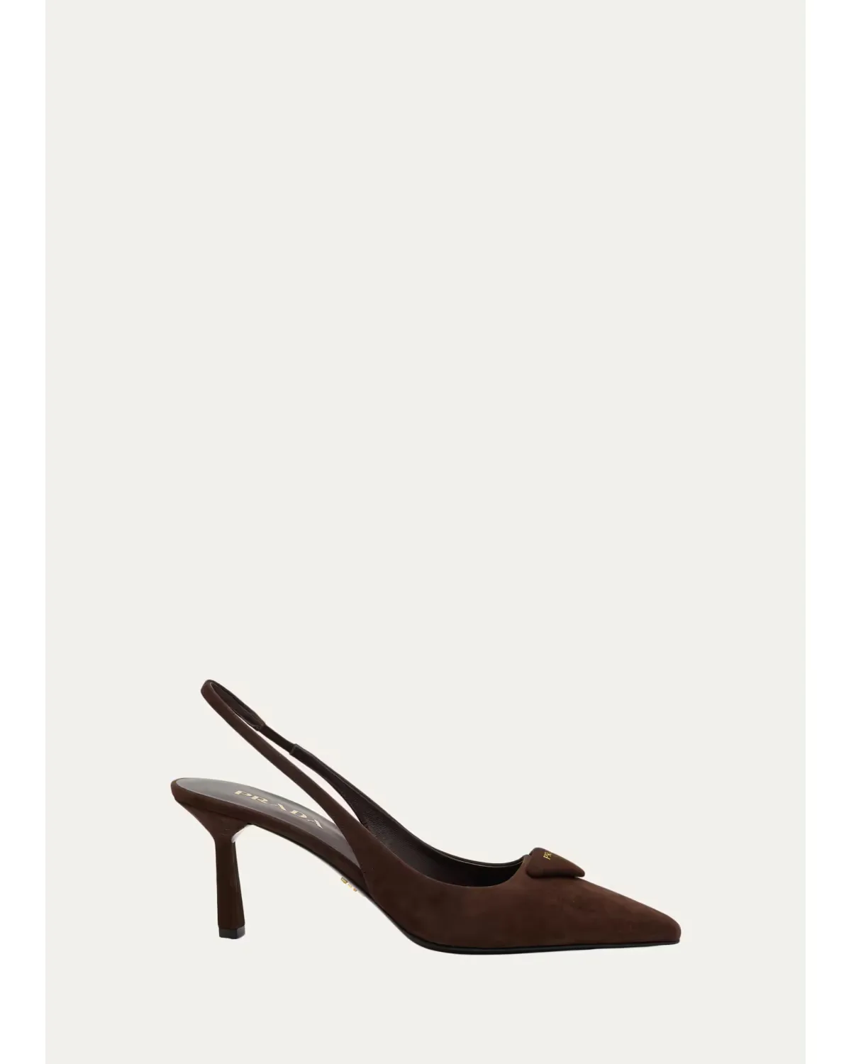 75mm Puffy Triangle Logo Suede Slingback Pumps by Prada