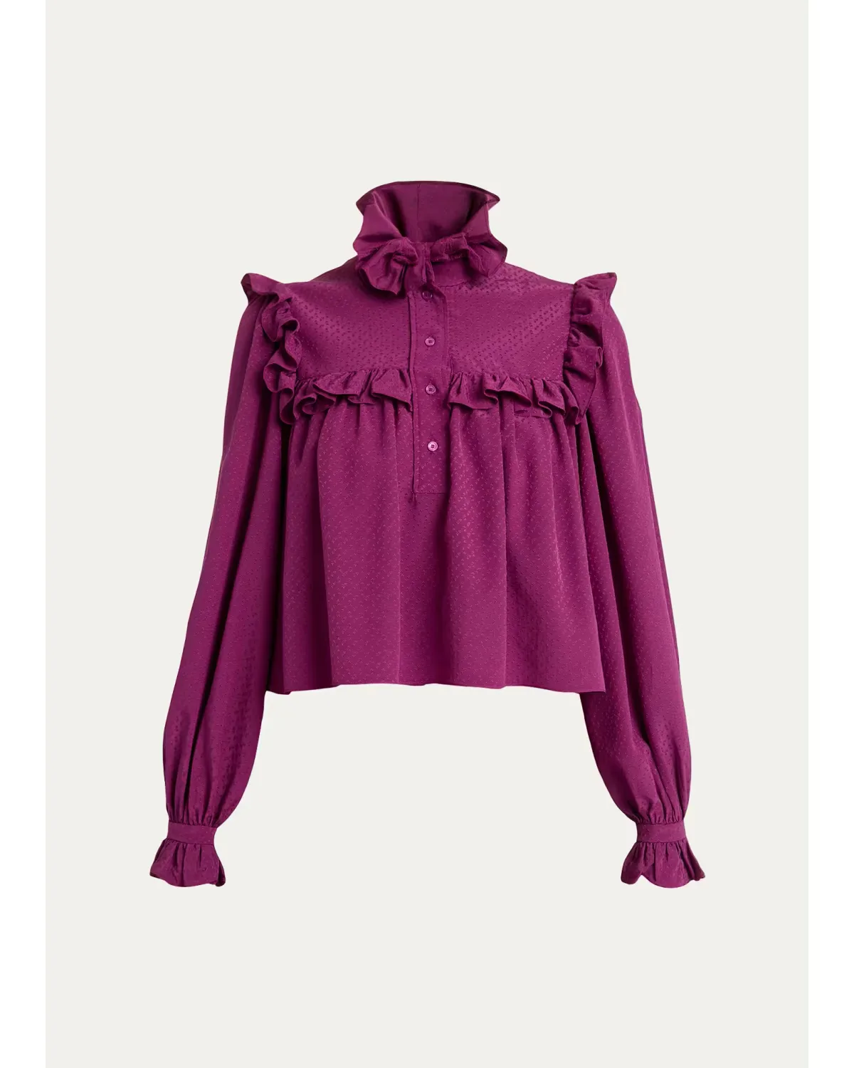 Textured Ruffled Silk Top by Chloé