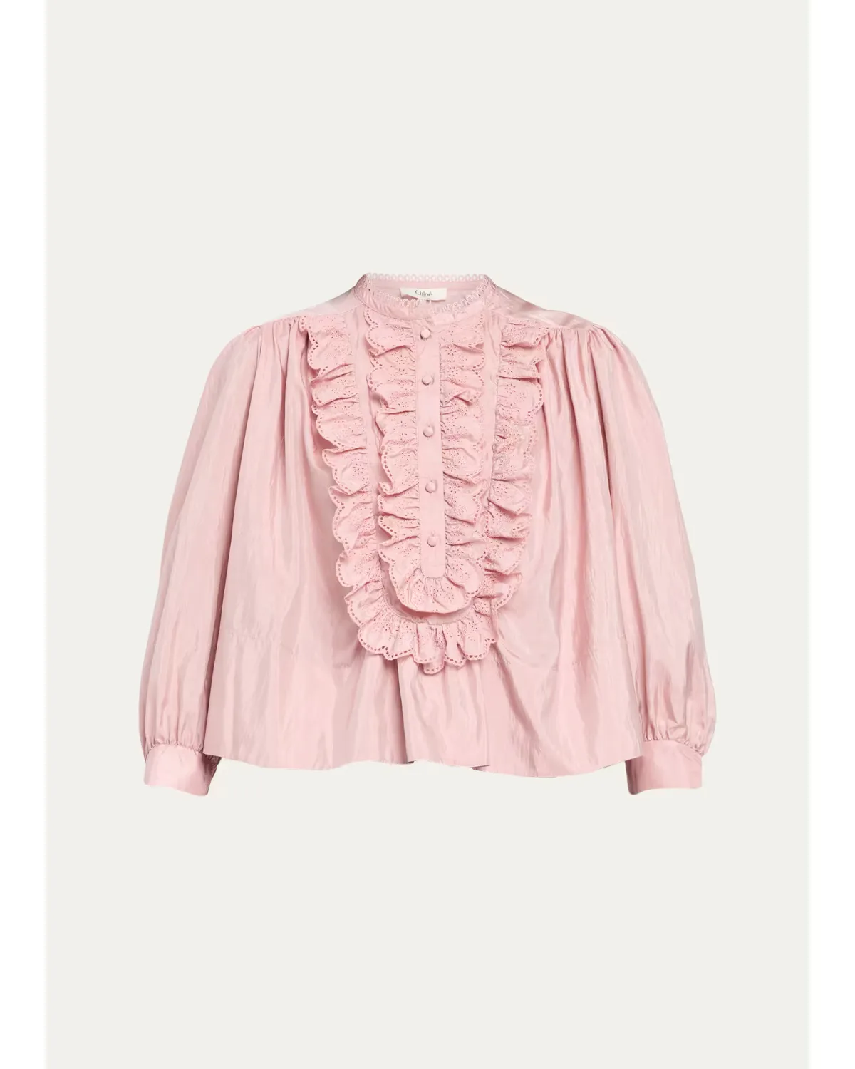 Embroidered Ruffle Taffeta Blouse by Chloé