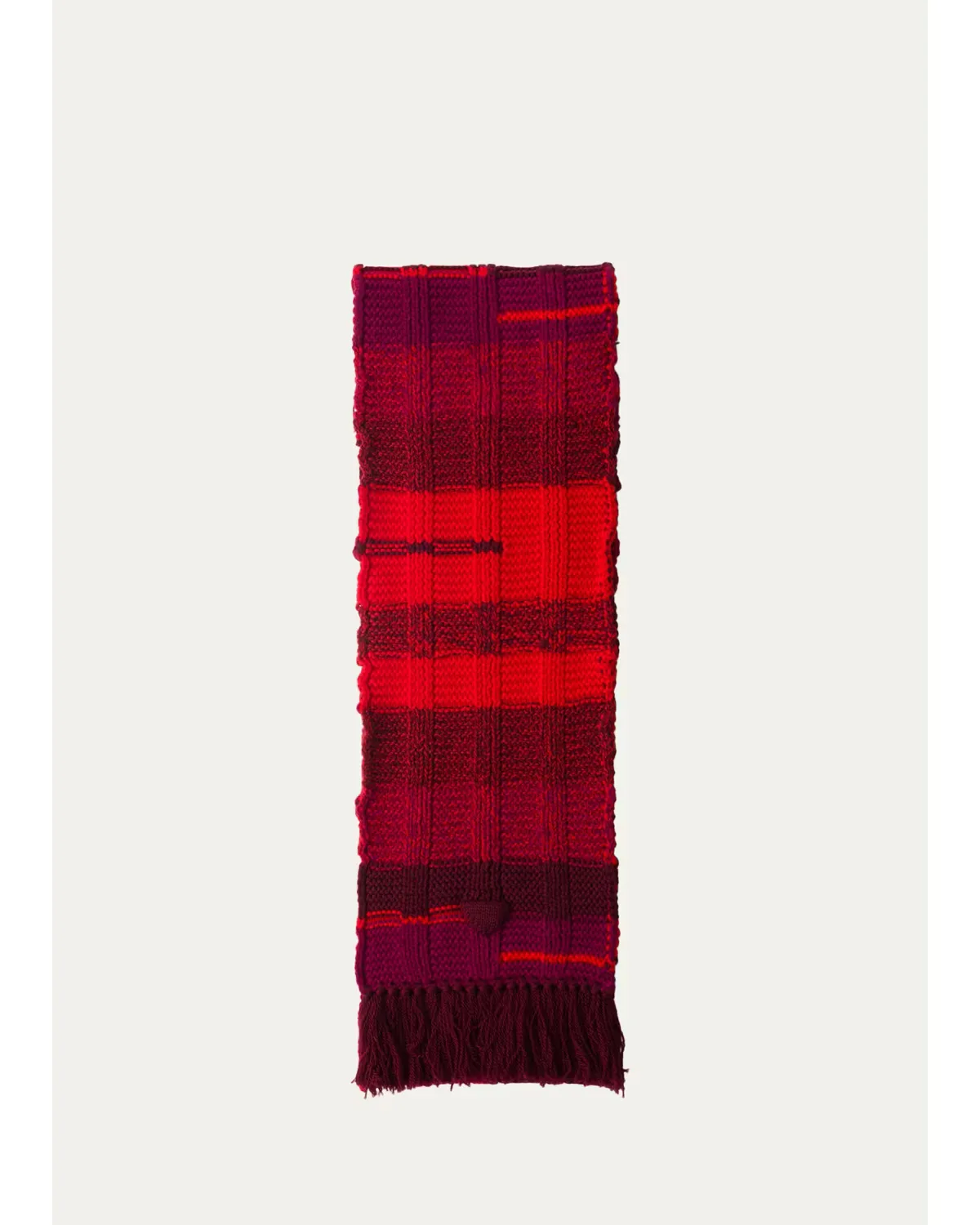 Fringed Rib Knit Wool Scarf by Prada