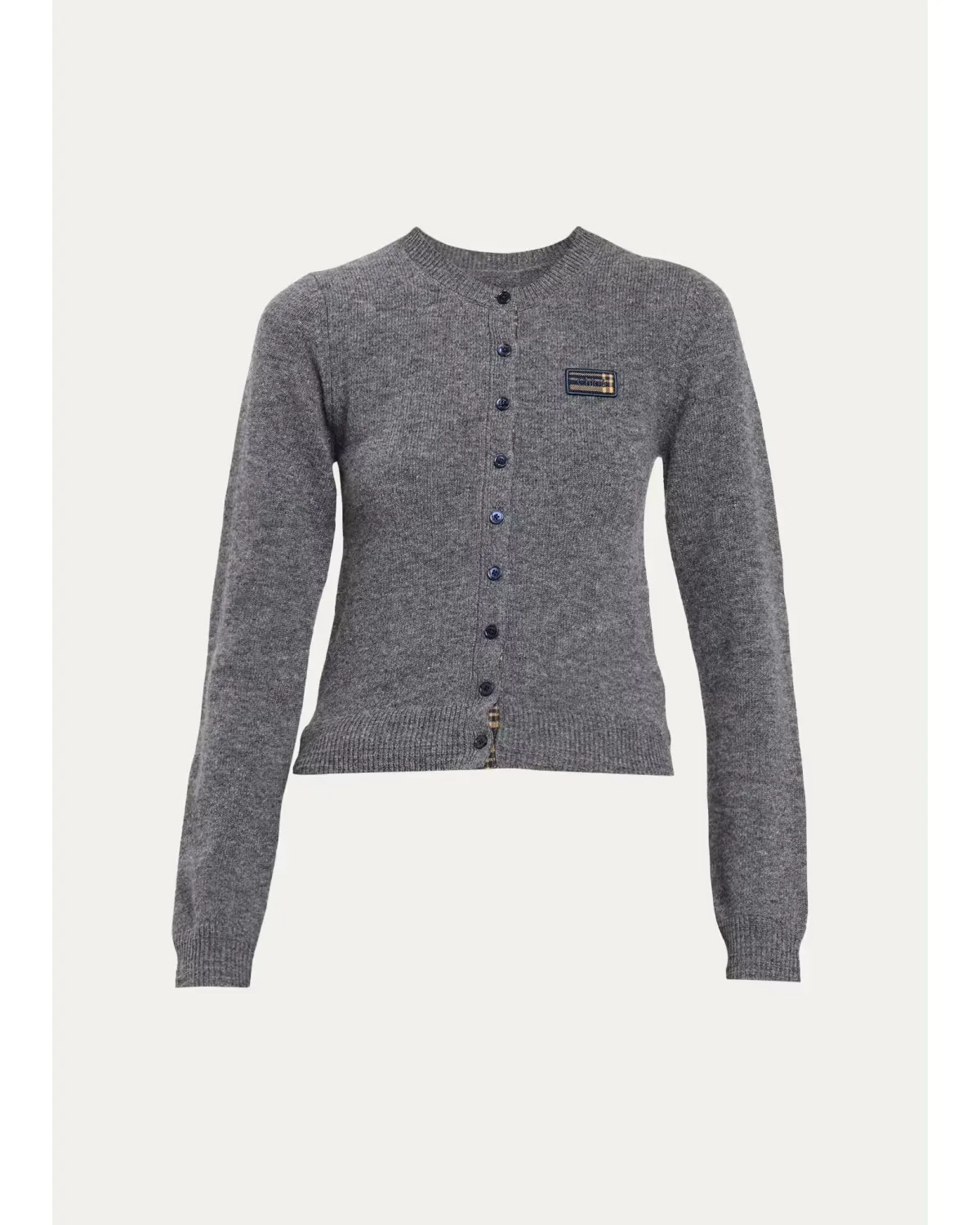 Check Logo Wool Crewneck Cardigan by Chloé