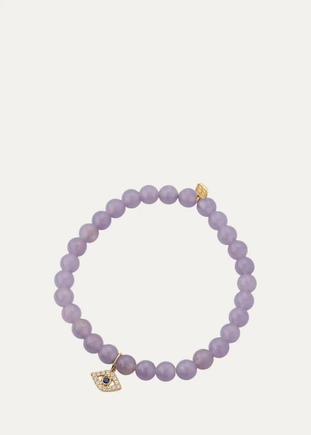 14K Sapphire and Diamond Evil Eye Charm on Tanzanite Stretch Bracelet